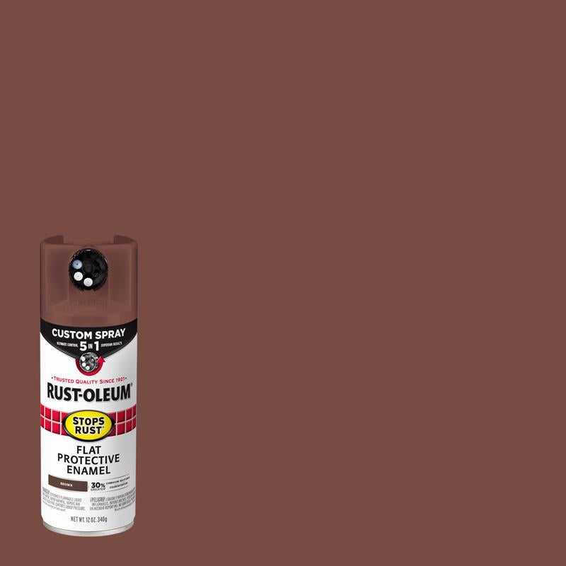 RUST-OLEUM - Rust-Oleum Stops Rust Custom Spray 5-in-1 Flat Brown Spray Paint 12 oz - Case of 6