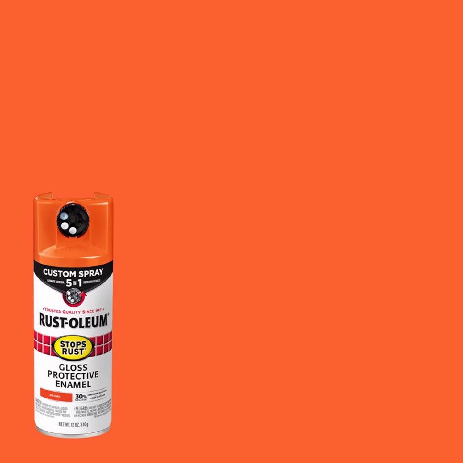 Rust-Oleum Stops Rust Custom Spray 5-in-1 Gloss Orange Spray Paint 12 oz - Case of 6