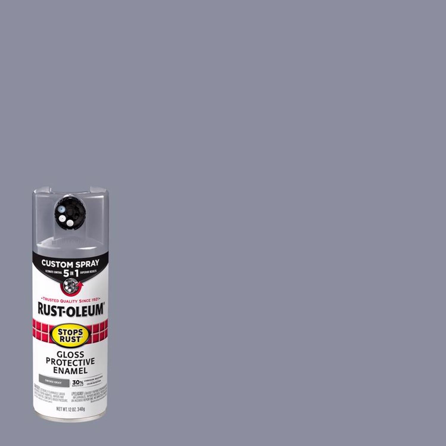 Rust-Oleum Stops Rust Custom Spray 5-in-1 Gloss Smoke Gray Spray Paint 12 oz - Case of 6