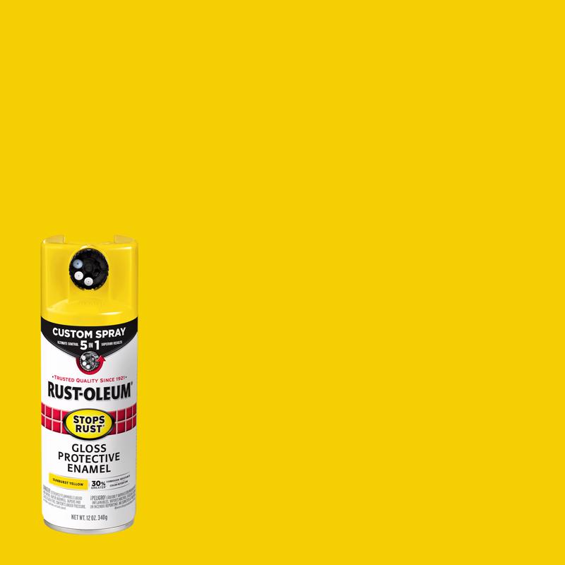 RUST-OLEUM - Rust-Oleum Stops Rust Custom Spray 5-in-1 Gloss Sunburst Yellow Spray Paint 12 oz - Case of 6