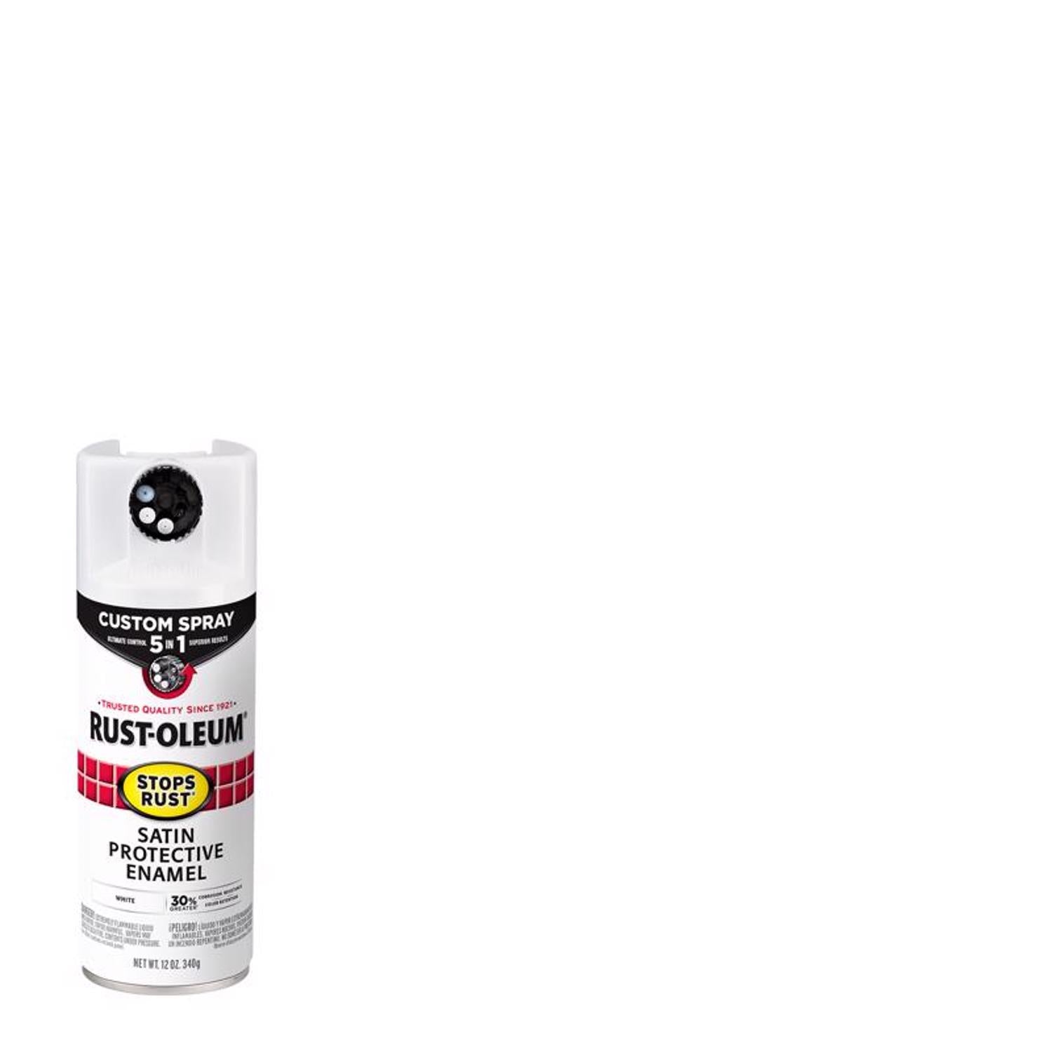Rust-Oleum Stops Rust Custom Spray 5-in-1 Satin White Spray Paint 12 oz - Case of 6
