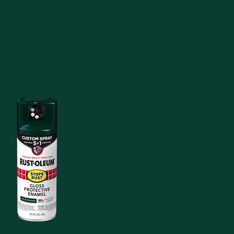 RUST-OLEUM - Rust-Oleum Stops Rust Custom Spray 5-in-1 Gloss Dark Hunter Green Spray Paint 12 oz - Case of 6