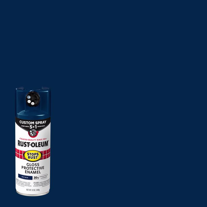 RUST-OLEUM - Rust-Oleum Stops Rust Custom Spray 5-in-1 Gloss Navy Blue Spray Paint 12 oz - Case of 6