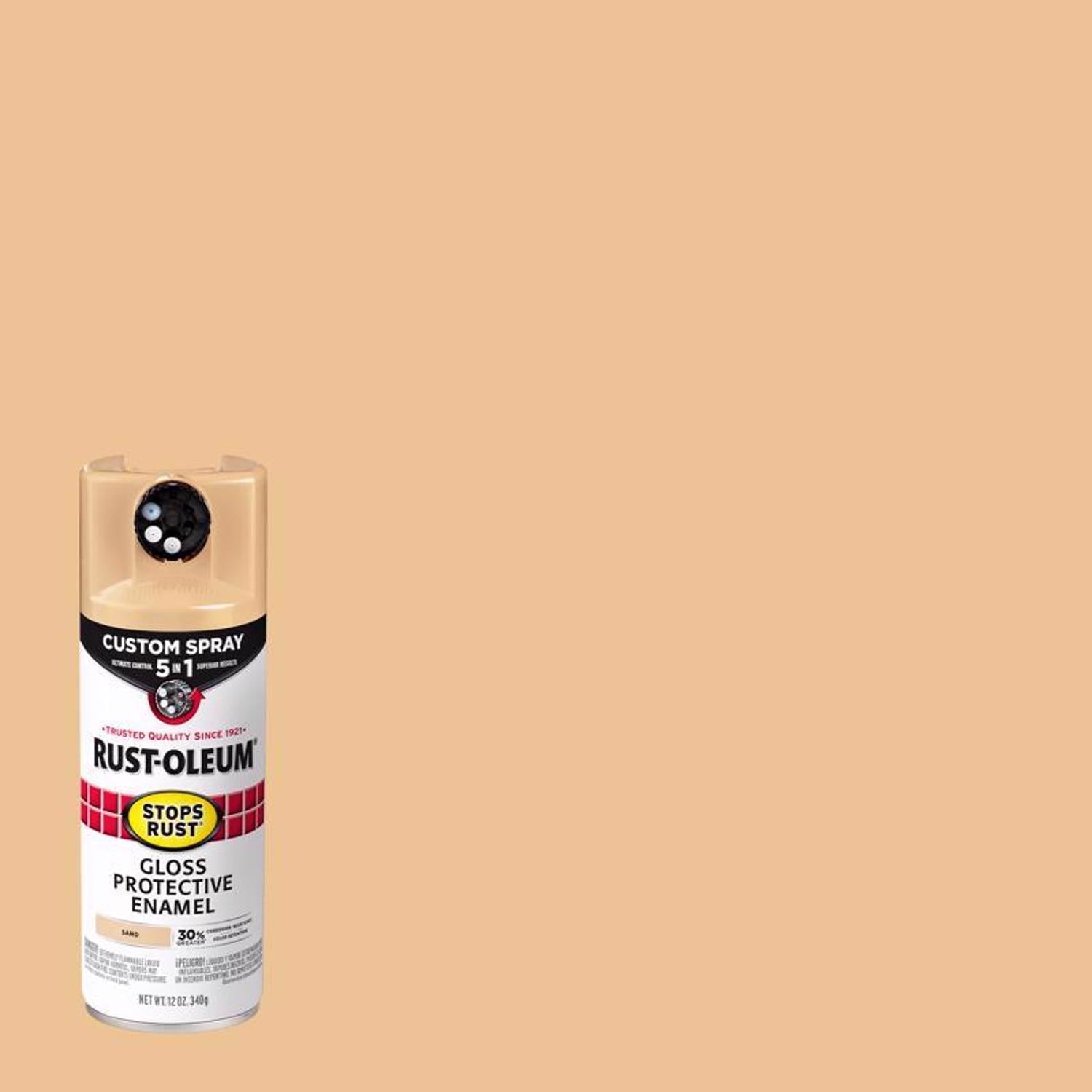 Rust-Oleum Stops Rust Custom Spray 5-in-1 Gloss Sand Spray Paint 12 oz - Case of 6