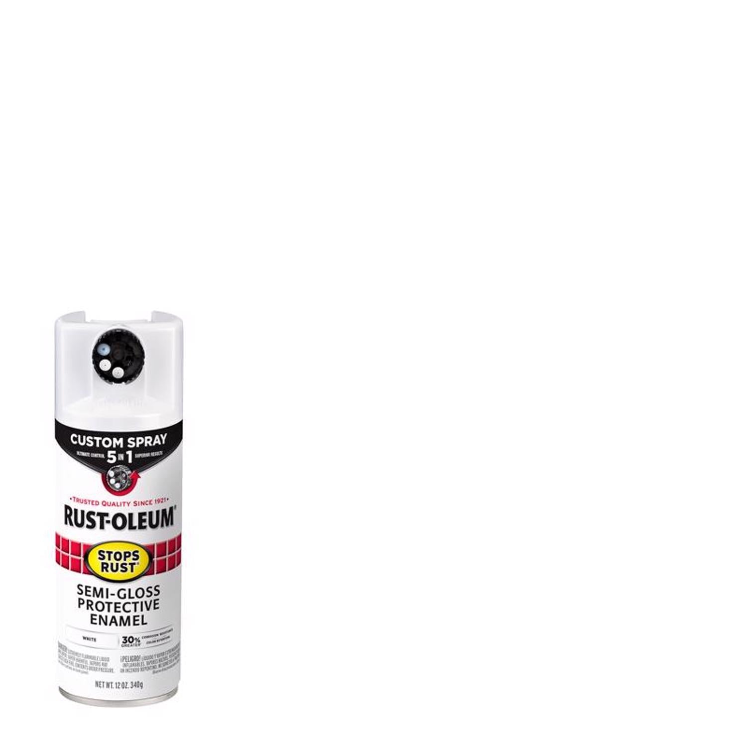 Rust-Oleum Stops Rust Custom Spray 5-in-1 Semi-Gloss White Spray Paint 12 oz - Case of 6