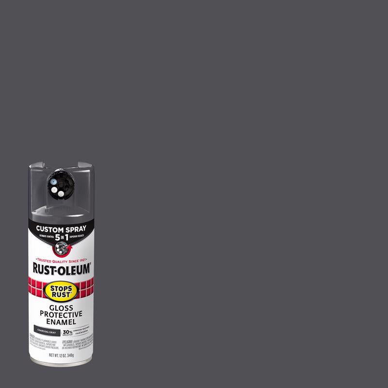 RUST-OLEUM - Rust-Oleum Stops Rust Custom Spray 5-in-1 Gloss Charcoal Gray Spray Paint 12 oz - Case of 6