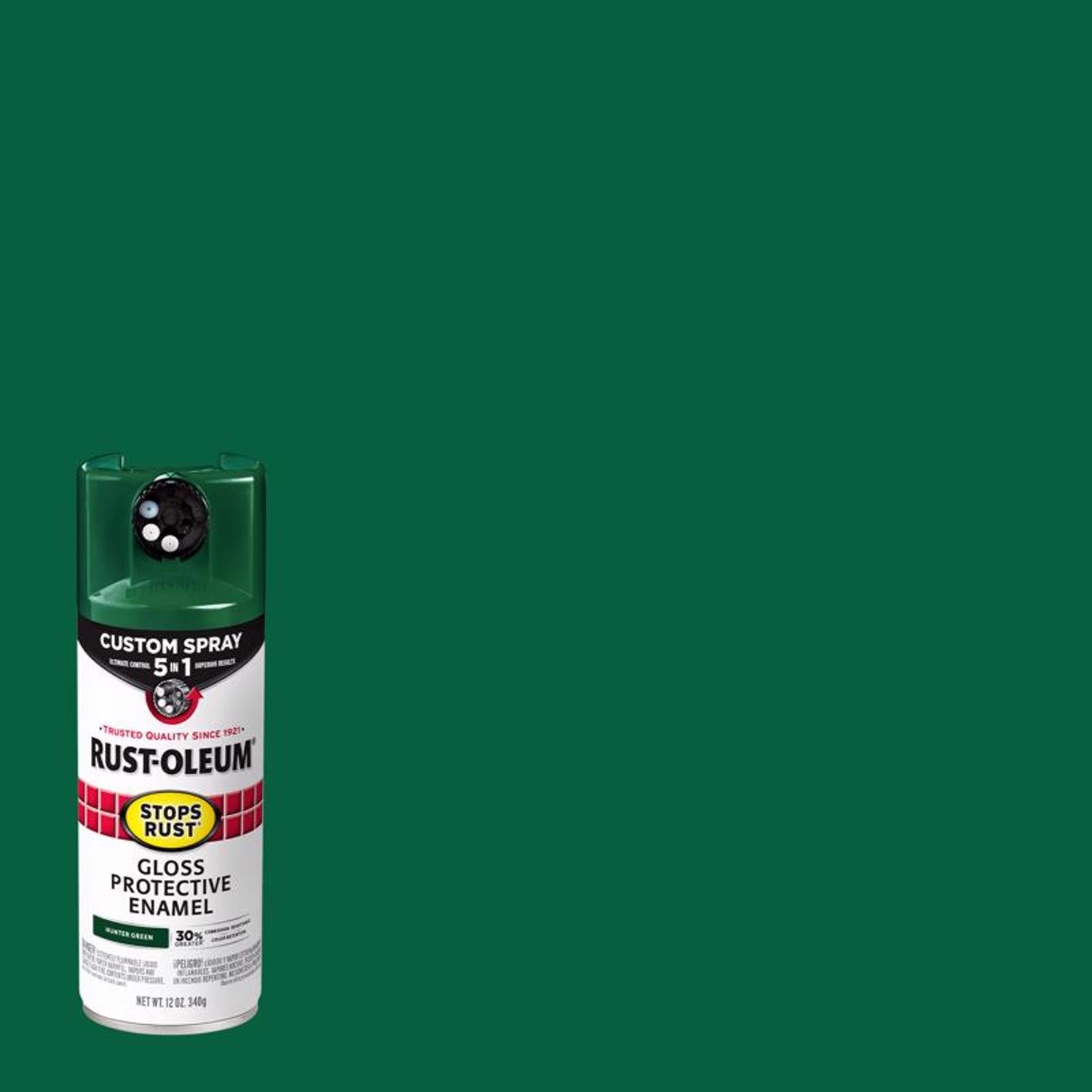 Rust-Oleum Stops Rust Custom Spray 5-in-1 Gloss Hunter Green Spray Paint 12 oz - Case of 6