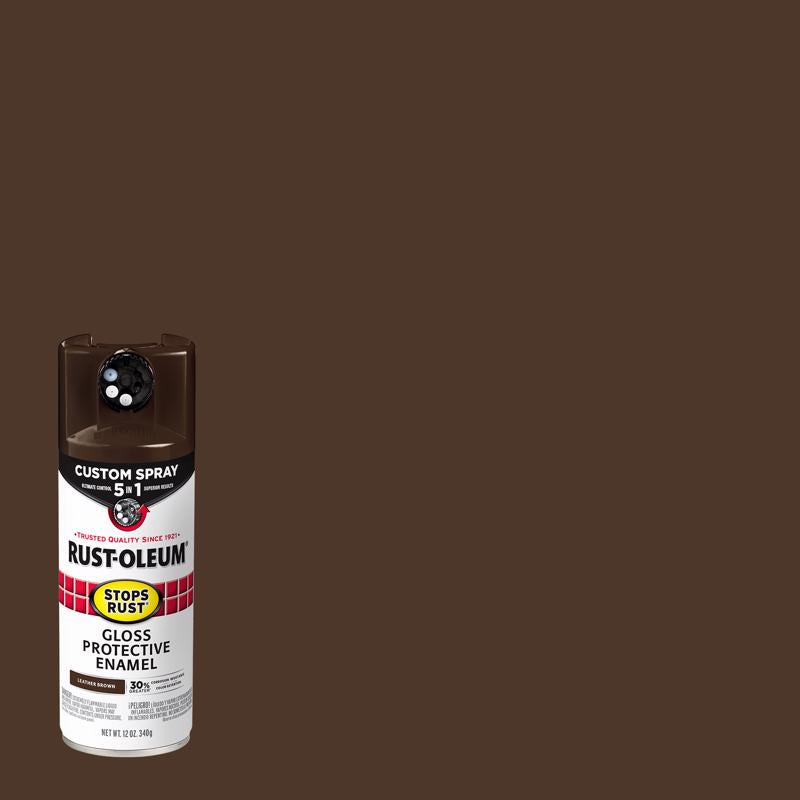 RUST-OLEUM - Rust-Oleum Stops Rust Custom Spray 5-in-1 Gloss Leather Brown Spray Paint 12 oz - Case of 6