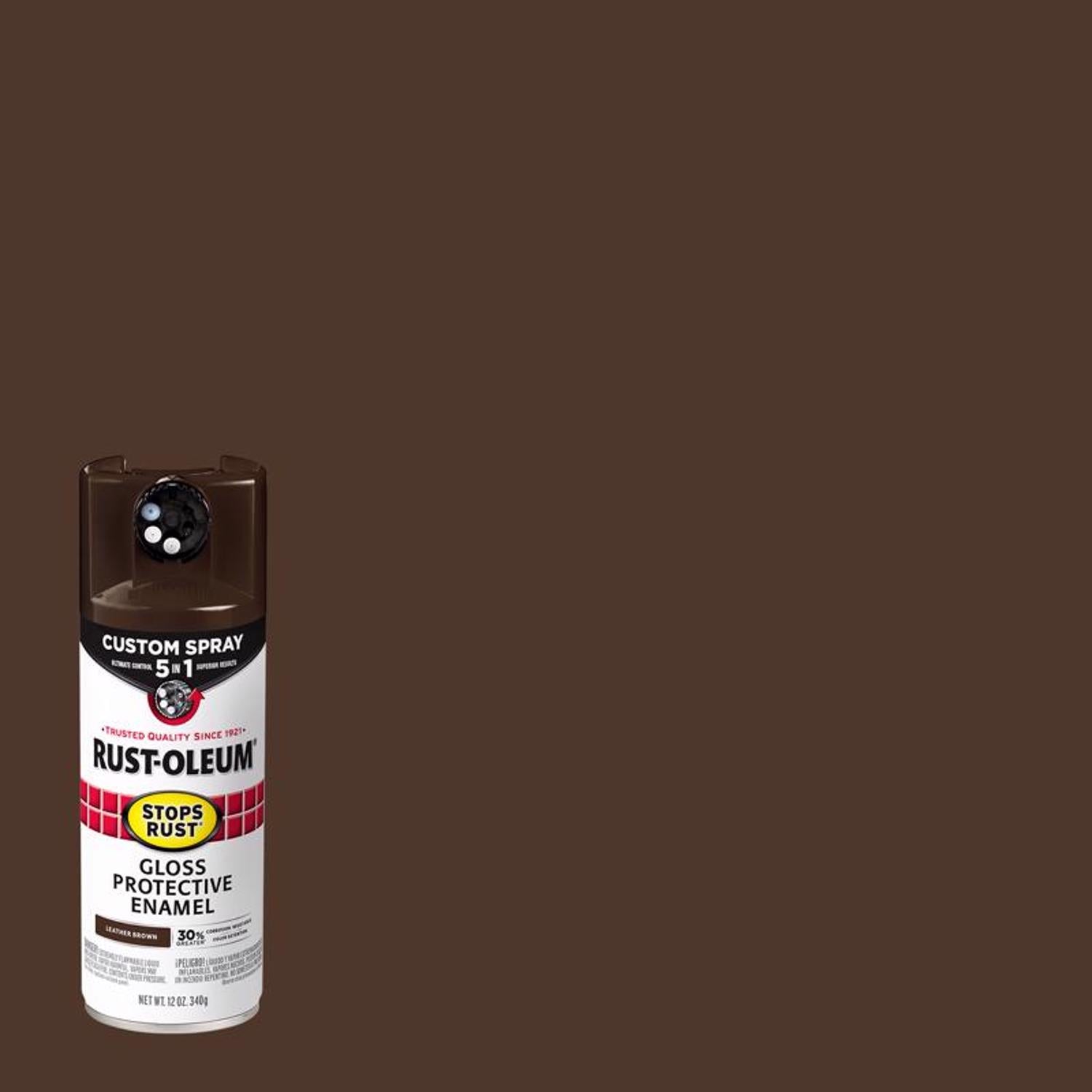 Rust-Oleum Stops Rust Custom Spray 5-in-1 Gloss Leather Brown Spray Paint 12 oz - Case of 6