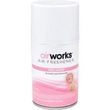AirWorks Metered Aerosol Air Fresheners - Aerosol - 6000 ft≥ - 7 oz - Baby Powder - 12 / Carton