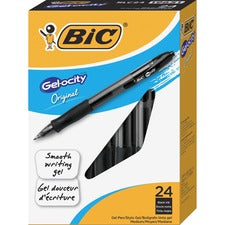 BIC Gel Retractable Pens [PEN;GELOCITY;RT;0.7;BK;24PK-BX]