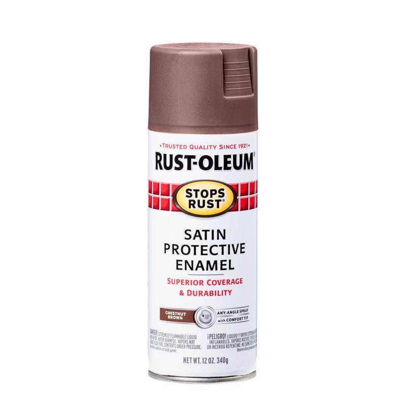 RUST-OLEUM - Rust-Oleum Stops Rust Satin Chestnut Brown Spray Paint 12 oz