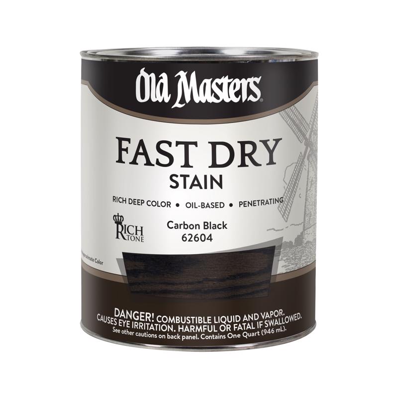 OLD MASTERS - Old Masters Semi-Transparent Flat Carbon Black Oil-Based Alkyd Fast Dry Wood Stain 1 qt - Case of 4