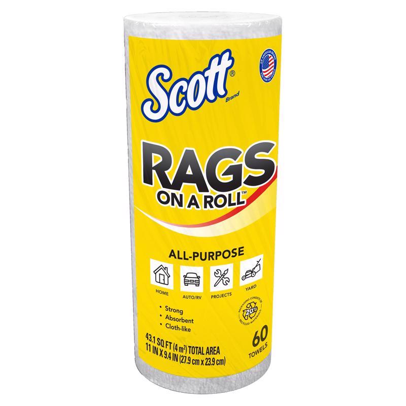 SCOTT - Scott Rags On a Roll Cleaning Cloth 9.4 in. W X 11 in. L 60 sheet 1 pk - Case of 12