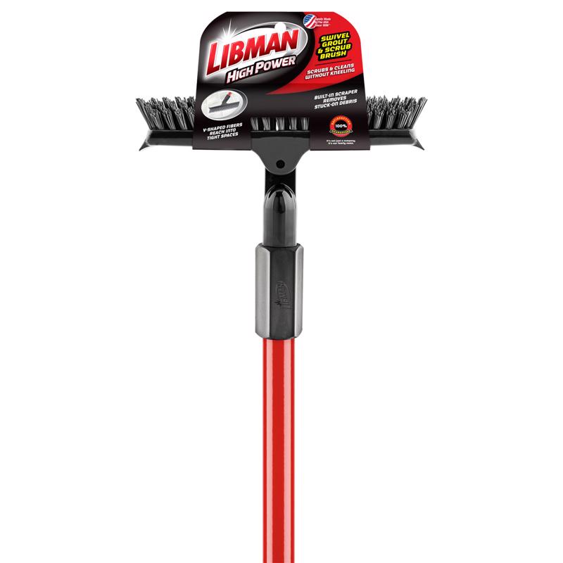 LIBMAN - Libman 10 in. W Stiff Bristle 60 in. Steel Handle Swivel Grout & Scrub Brush - Case of 6