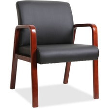 Lorell Upholstered Guest Chair [CHAIR;GUEST;WOOD;BLK/MAH-EA]