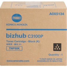 Konica Minolta TNP50K Original Laser Toner Cartridge - Black - 1 Each - 6000 Pages