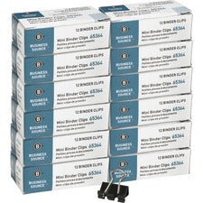 Business Source Fold-back Binder Clips [CLIP;BINDER;MINI;12PC;BK-BX]