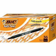 BIC SoftFeel Retractable Ball Pens [PEN;SOFTFEEL;BP;MED;BK;36CT-BX]