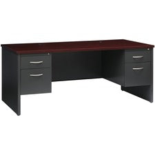 Lorell Fortress Modular Series Double-Pedestal Desk [DESK; 36"X72" DBL PED;CH/MH-EA]