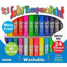 The Pencil Grip Tempera Paint 24-color Mess Free Set - 24 / Set - Assorted, Neon, Metallic