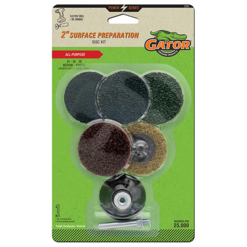 GATOR - Gator Power Series 2 in. Synthetic/Wool Blend Twist and Lock Sanding Disc Kit Assorted Grit Medium 6