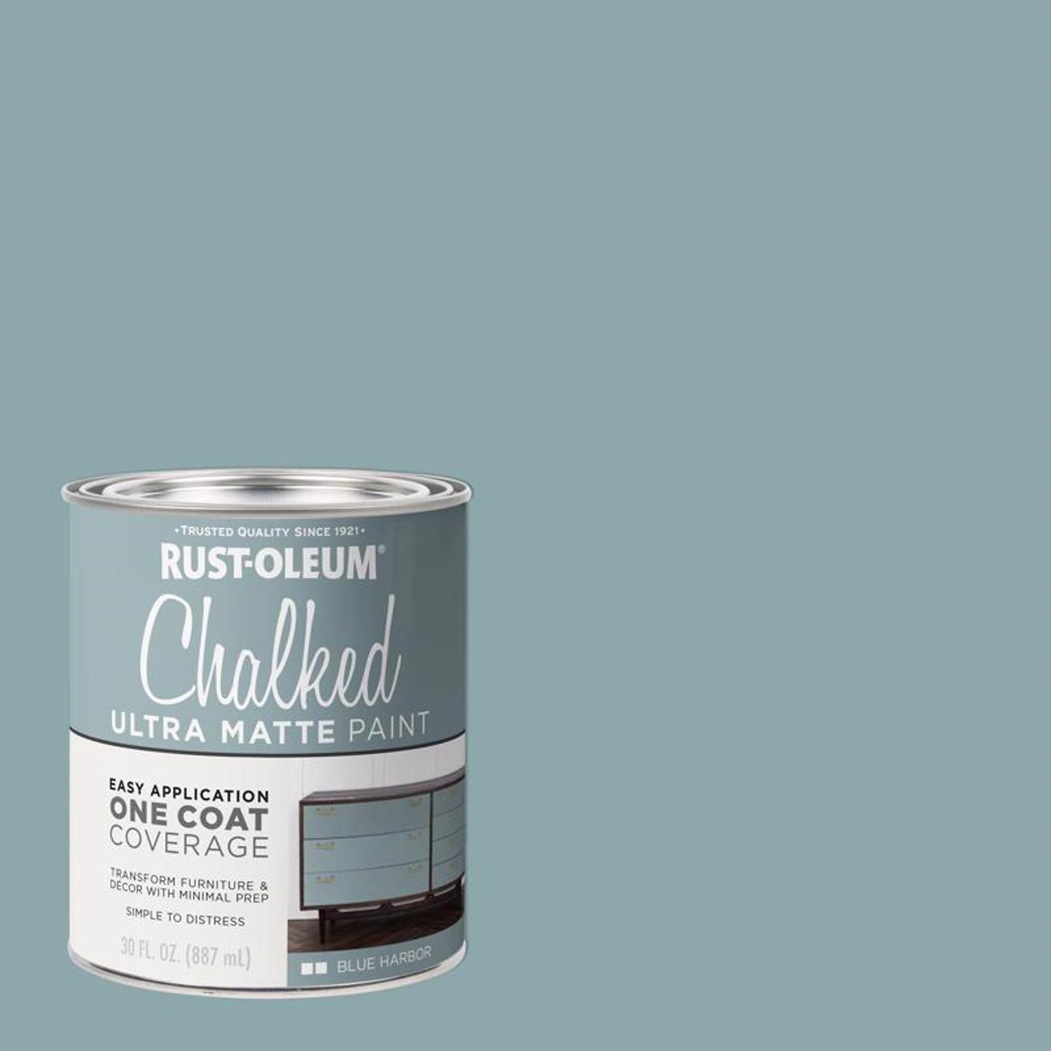 Rust-Oleum Chalked Ultra Matte Blue Harbor Water-Based Acrylic Chalk Paint 30 oz - Case of 2