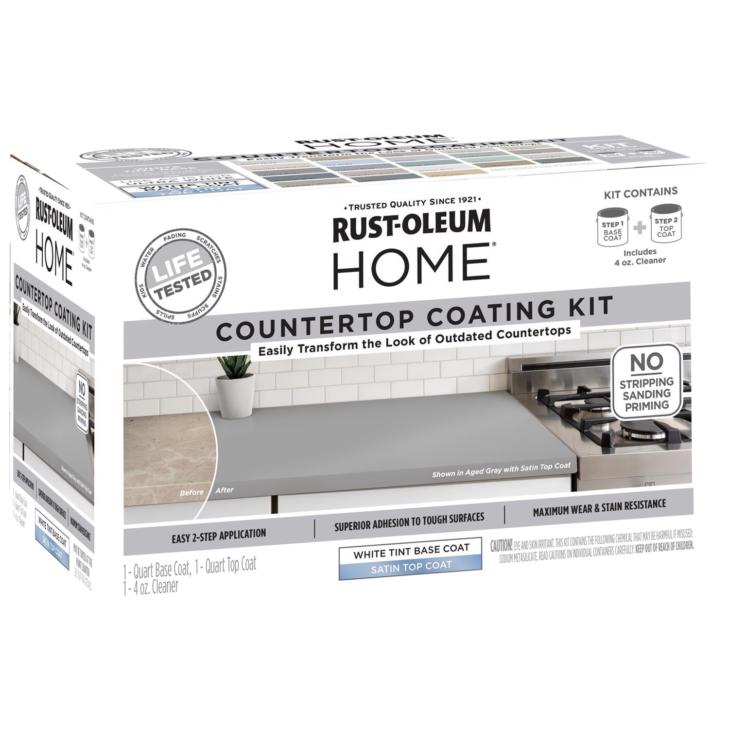 Rust-Oleum HOME Satin White Base Acrylic Countertop Paint Kit 1 qt - Case of 2