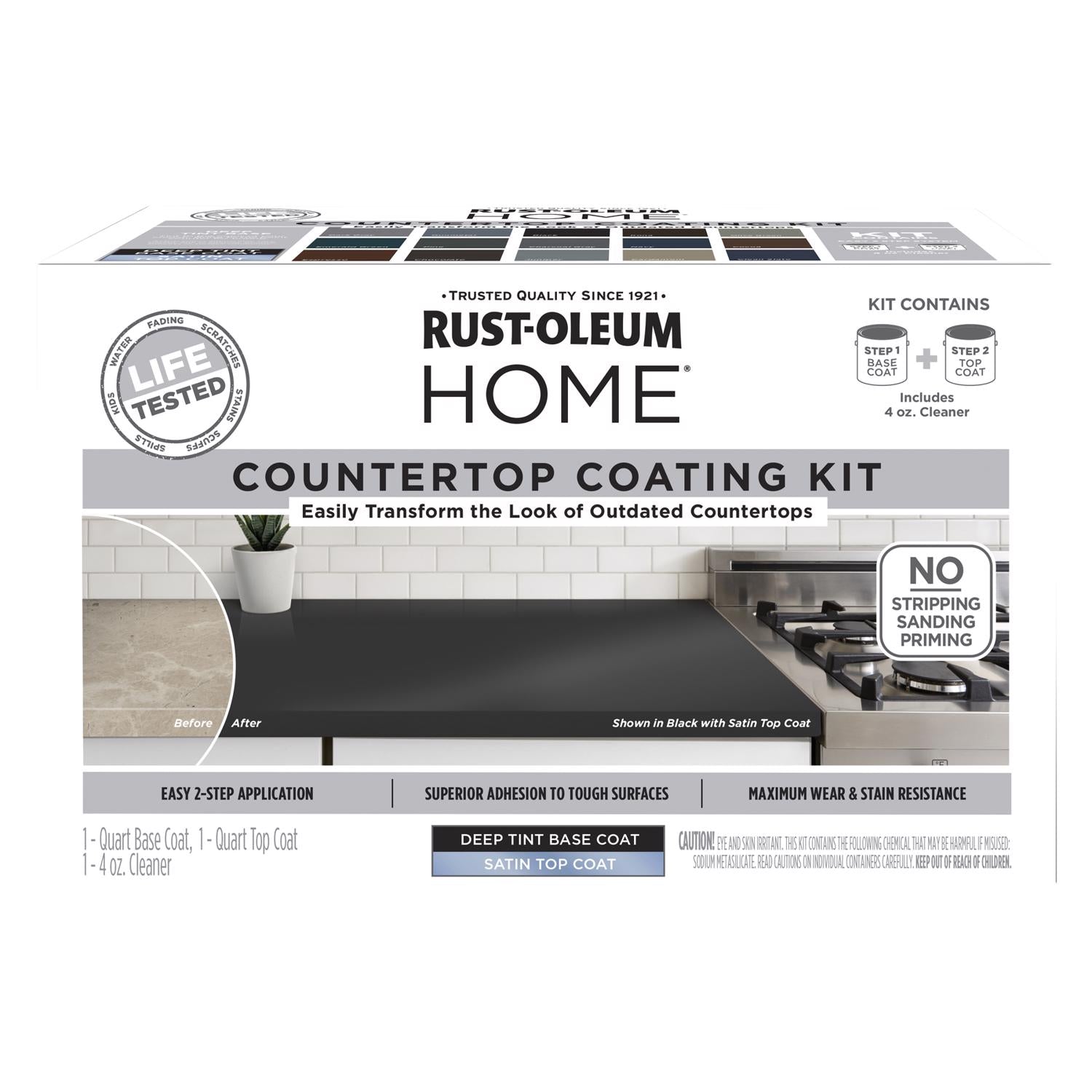 Rust-Oleum HOME Satin Deep Tint Base Acrylic Countertop Paint Kit 1 qt - Case of 2
