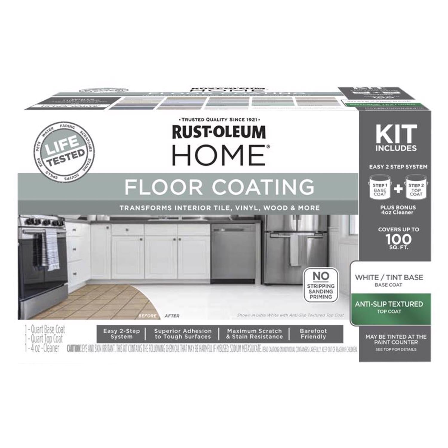 Rust-Oleum HOME Anti-Slip Textured White Tint Base Floor Coating Kit 1 qt - Case of 2