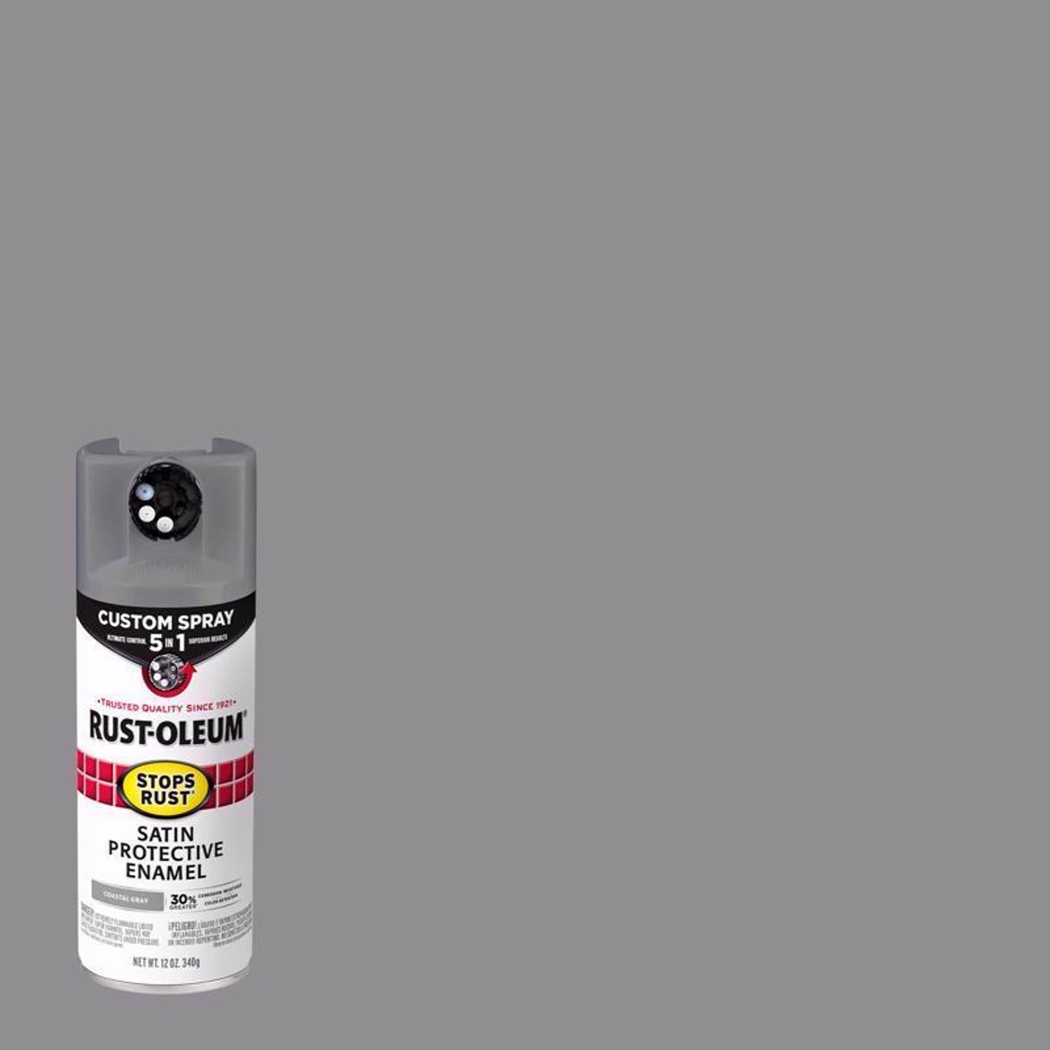 Rust-Oleum Stops Rust Custom Spray 5-in-1 Indoor and Outdoor Satin Gray Oil-Based Oil Modified Alkyd - Case of 6