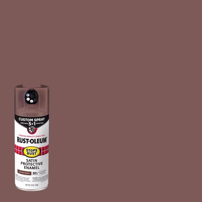 RUST-OLEUM - Rust-Oleum Stops Rust Indoor and Outdoor Satin Chestnut Brown Oil Modified Alkyd Spray Paint 12 oz - Case of 6