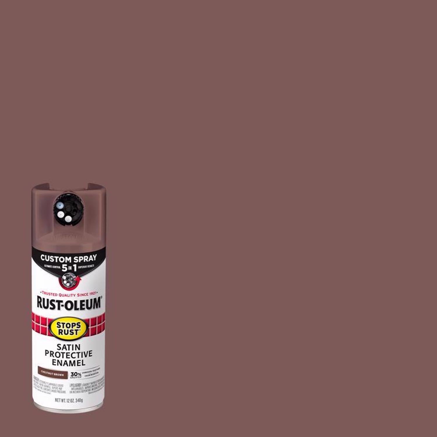 Rust-Oleum Stops Rust Indoor and Outdoor Satin Chestnut Brown Oil Modified Alkyd Spray Paint 12 oz - Case of 6