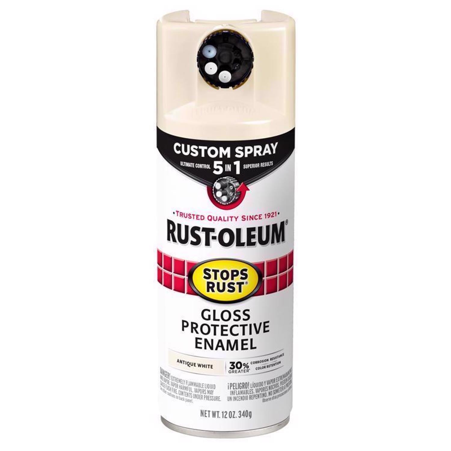 Rust-Oleum Stops Rust Indoor and Outdoor Gloss Antique White Oil Modified Alkyd Spray Paint 12 oz - Case of 6