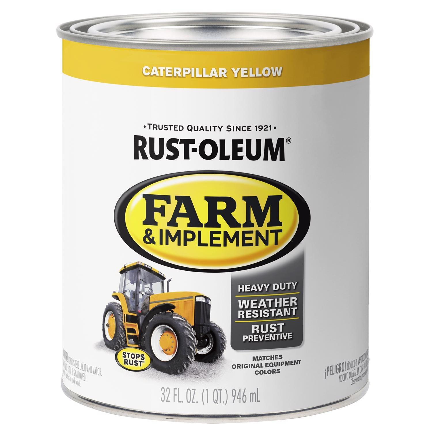 Rust-Oleum Indoor and Outdoor Gloss Caterpillar Yellow Oil-Based Oil Modified Alkyd Farm & Implement - Case of 2