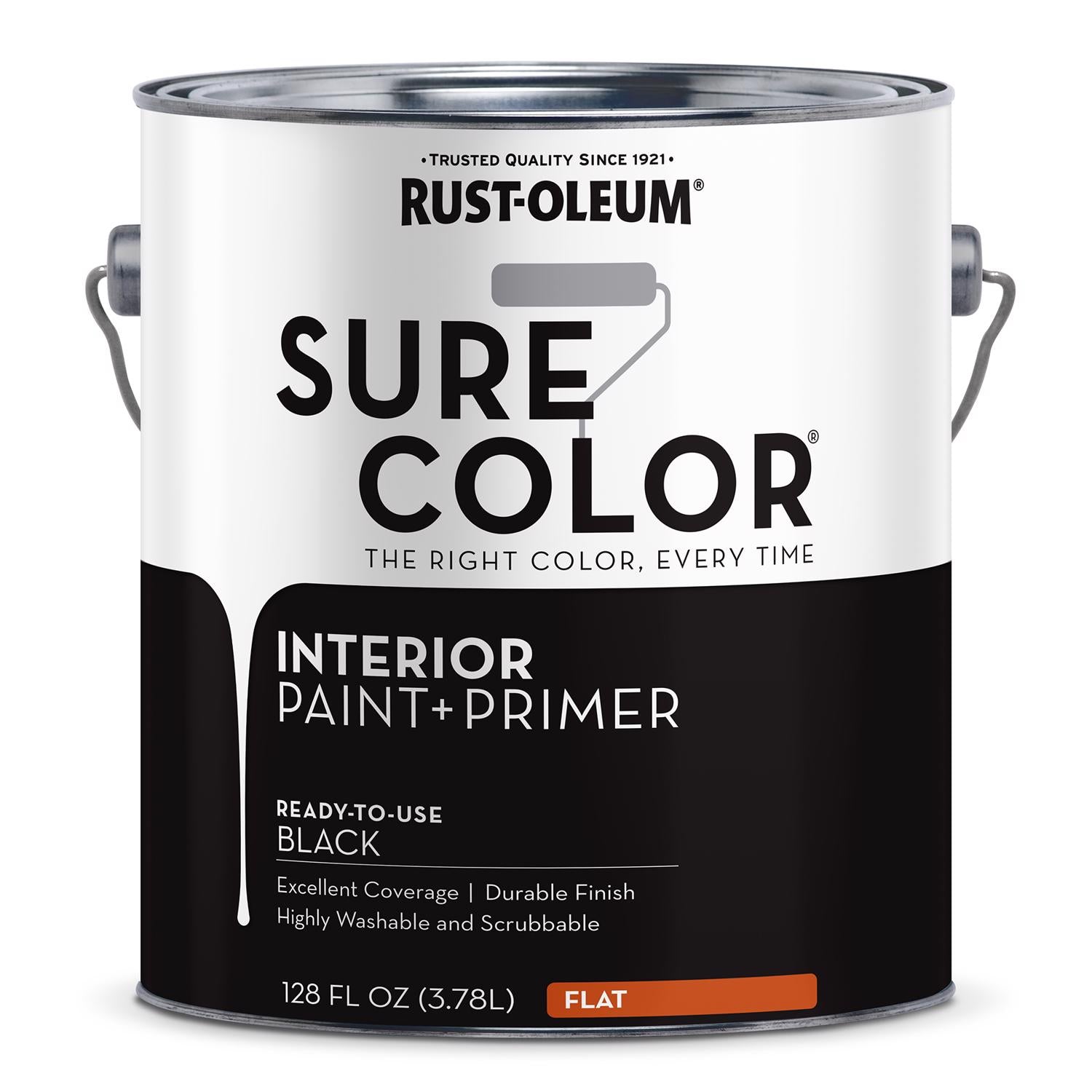 Rust-Oleum Sure Color Flat Black Water-Based Paint + Primer Interior 1 gal - Case of 2