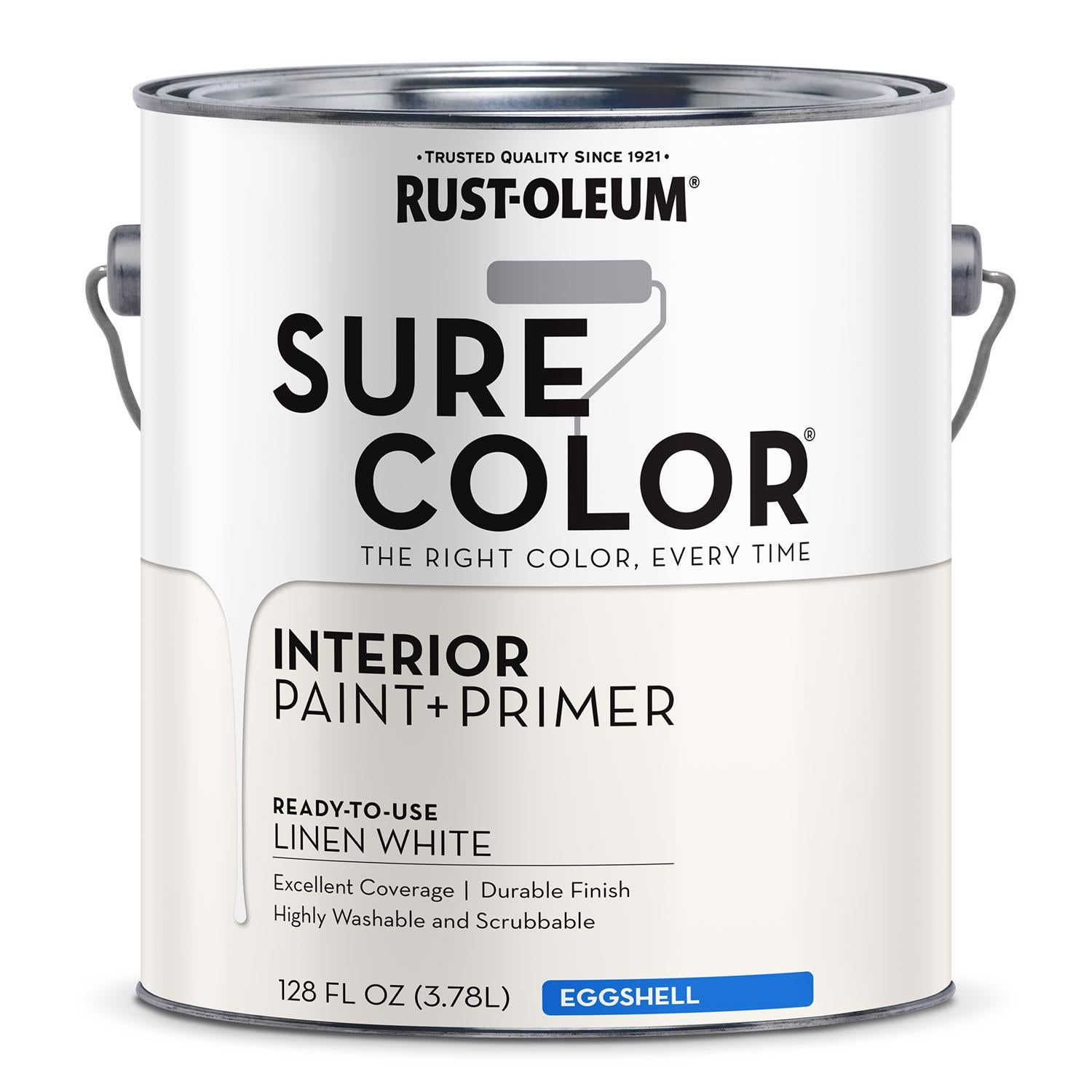 Rust-Oleum Sure Color Eggshell Linen White Water-Based Paint + Primer Interior 1 gal - Case of 2