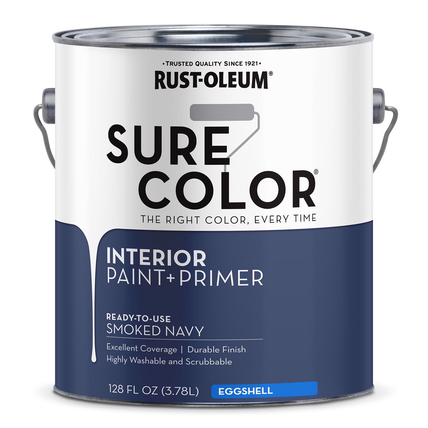 Rust-Oleum Sure Color Eggshell Smoked Navy Water-Based Paint + Primer Interior 1 gal - Case of 2
