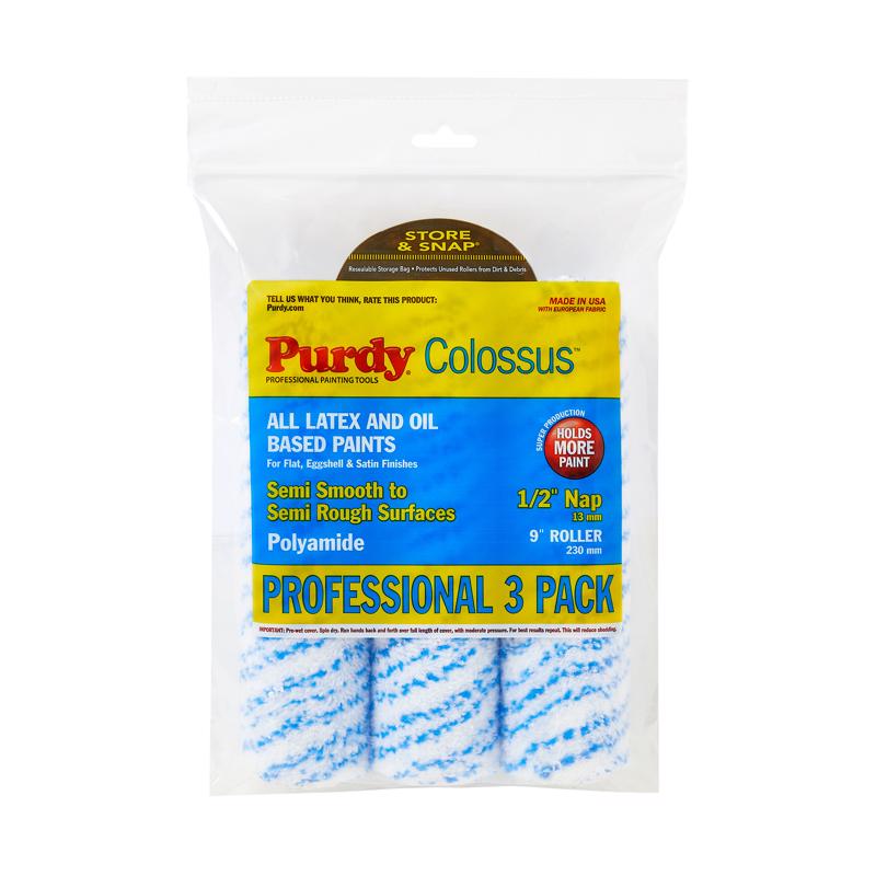 PURDY - Purdy Colossus Polyamide Fabric 9 in. W X 1/2 in. Regular Paint Roller Cover 3 pk