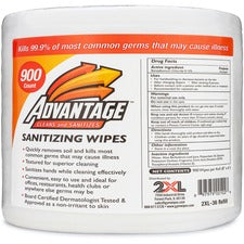 2XL Advantage Sanitizing Wipes - 6" x 8" - White - 900 Per Bucket - 1 / Roll