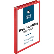 Business Source Round Ring Binder [BINDER;VIEW;0.5";RED-EA]