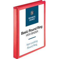 Business Source Round Ring Binder [BINDER;VIEW;1";RED-EA]