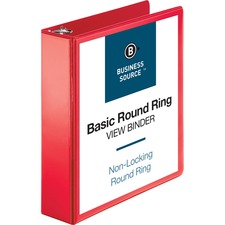 Business Source Round Ring Binder [BINDER;VIEW;2";RED-EA]