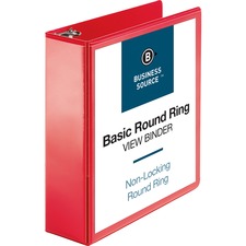 Business Source Round Ring Binder [BINDER;VIEW;3";RED-EA]