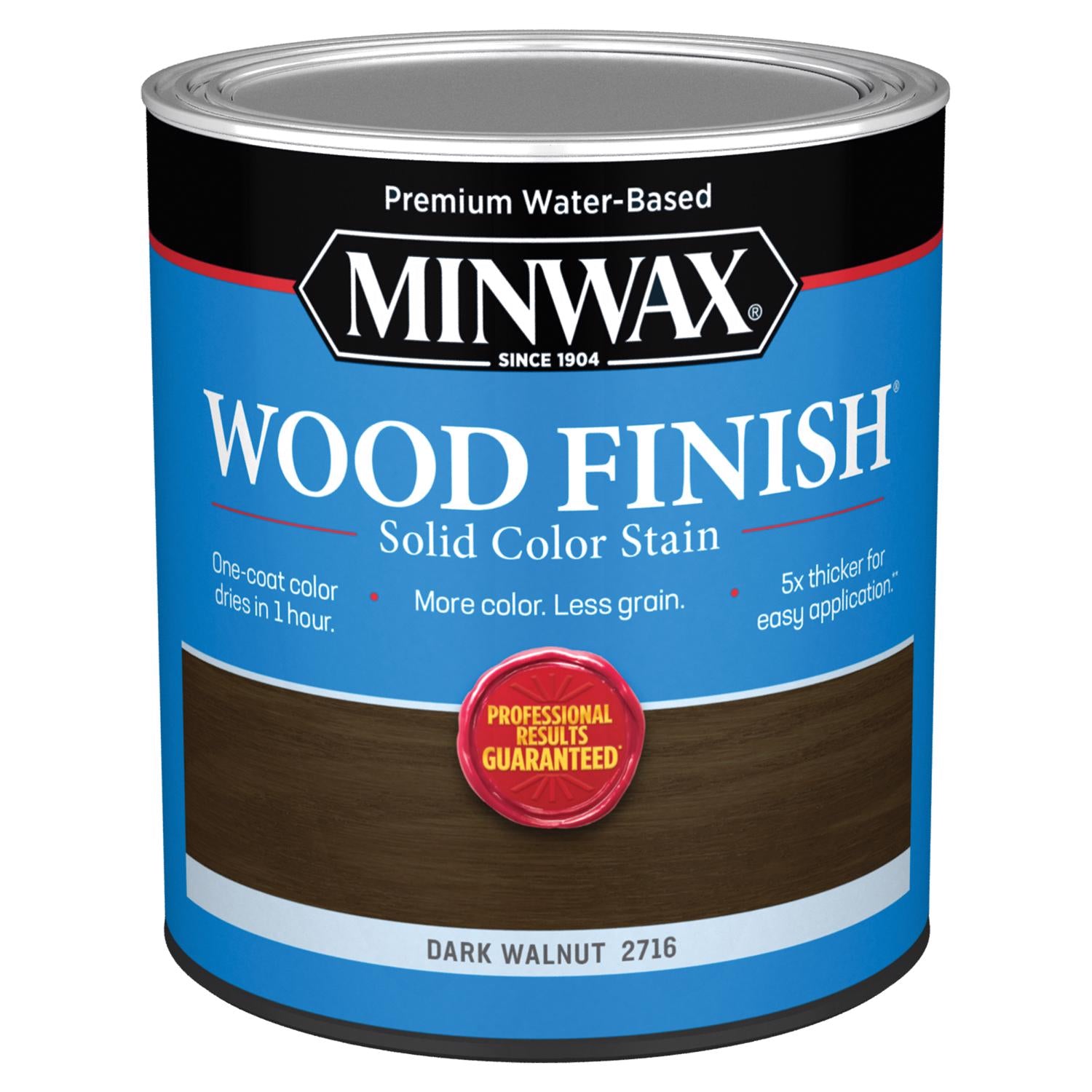 Minwax Wood Finish Water-Based Solid Dark Walnut Water-Based Wood Stain 1 qt - Case of 4