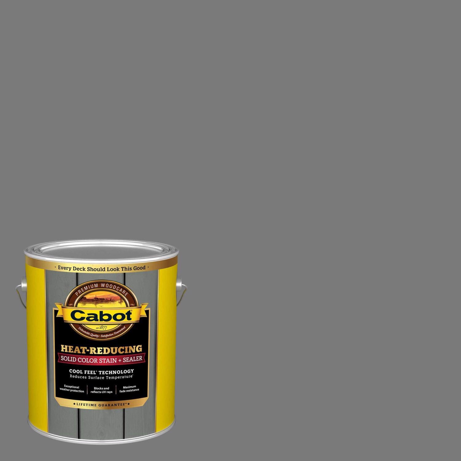 Cabot Heat-Reducing Solid Hampton Gray Water-Based Acrylic Stain and Sealer 1 gal - Case of 4