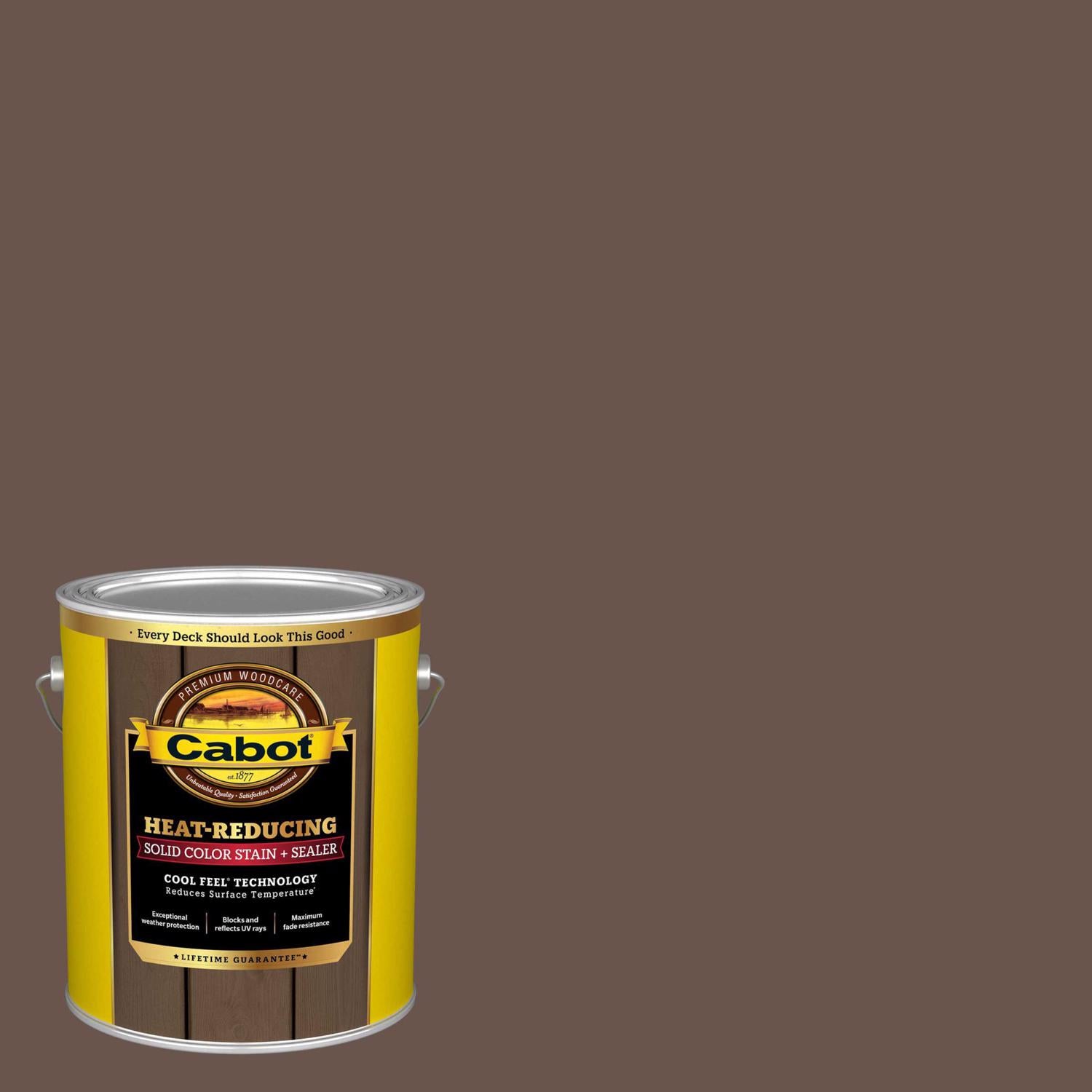 Cabot Heat-Reducing Solid Cashmere Brown Water-Based Acrylic Stain and Sealer 1 gal - Case of 4