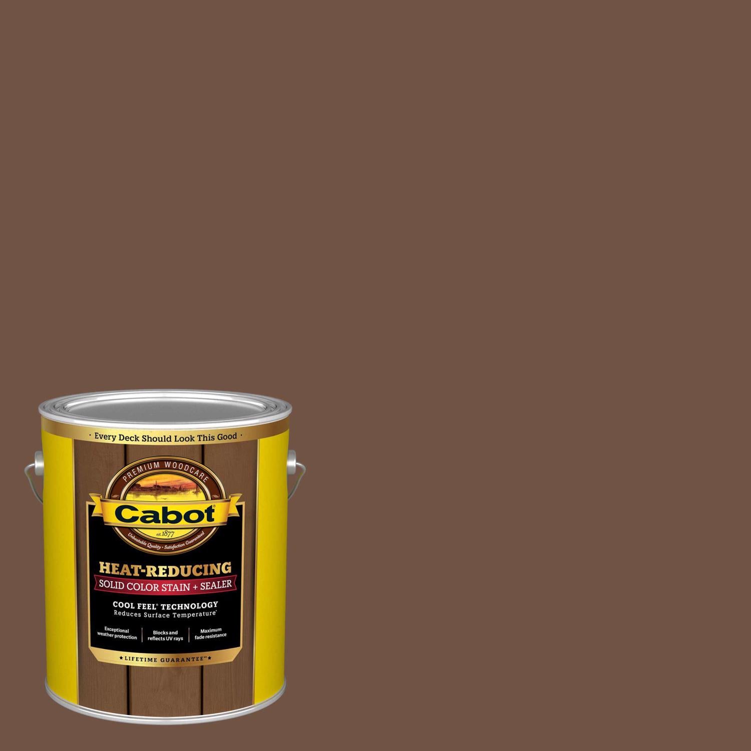 Cabot Heat-Reducing Solid Equestrian Brown Water-Based Acrylic Stain and Sealer 1 gal - Case of 4