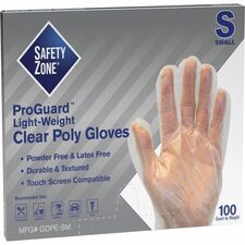 Safety Zone Clear Powder Free Polyethylene Gloves [GLOVE;POLY;HIGH DENSITY;A-PK]