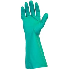 Safety Zone Green Flock Lined Nitrile Gloves [GLOVE;NTRL;GREEN;FLCK LND;S-DZ]